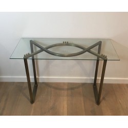 Brushed Steel Console Table