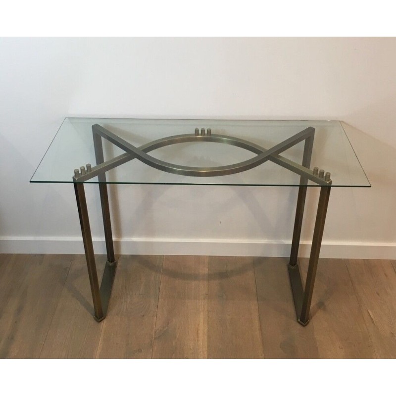 Brushed Steel Console Table