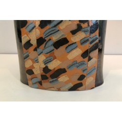 Colored Ceramic Table Lamp with Face in Relief, French, Circa 1970