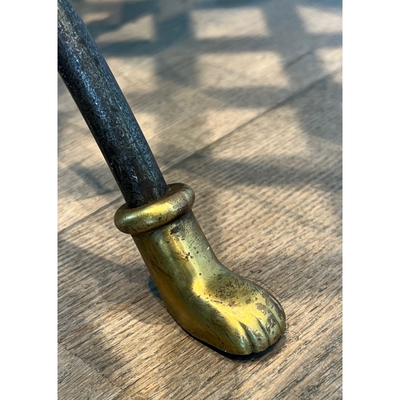 Paire de Tabourets Curules de Style Néoclassique en Acier et Laiton attribués à la Maison Jansen 