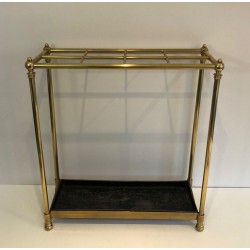 Important Porte-Parapluies Rectangulaire en Laiton et Fonte, Travail Français, Vers 1900