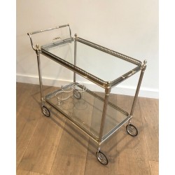 Maison Jansen, Silvered Brass Drinks Trolley with Removable Trays, French, Circa 1940