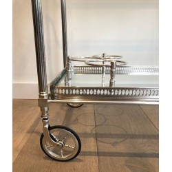 Maison Jansen, Silvered Brass Drinks Trolley with Removable Trays, French, Circa 1940