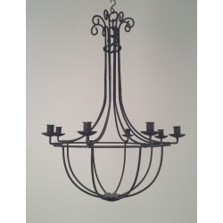 Large Cage-Form Wrought Iron Chandelier, French, Circa 1970