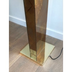 Lampadaire en Lucite Dorée et Métal Doré, Travail Italien, vers 1970 | Maison BARROIS