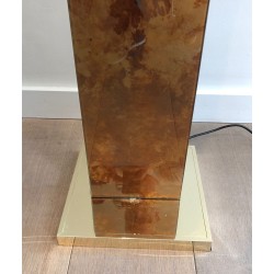 Lampadaire en Lucite Dorée et Métal Doré, Travail Italien, vers 1970 | Maison BARROIS