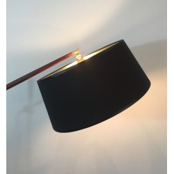 Wood and Brass Adjustable Floor Lamp, French, Circa 1970