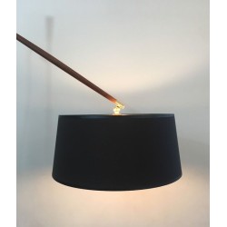 Lampadaire de Parquet Ajustable en Bois et Laiton, Travail Français, Vers 1970