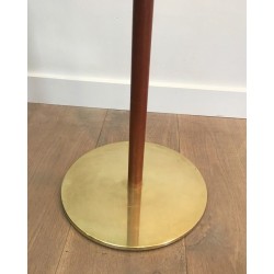 Wood and Brass Adjustable Floor Lamp, French, Circa 1970