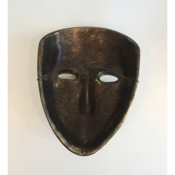 Masque Décoratif en Céramique Dorée, Signé, Travail Portugais, Vers 1970