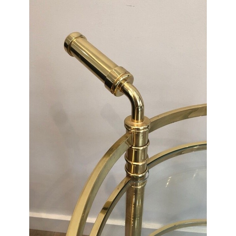 Round Brass Drinks Trolley, French, Circa 1970
