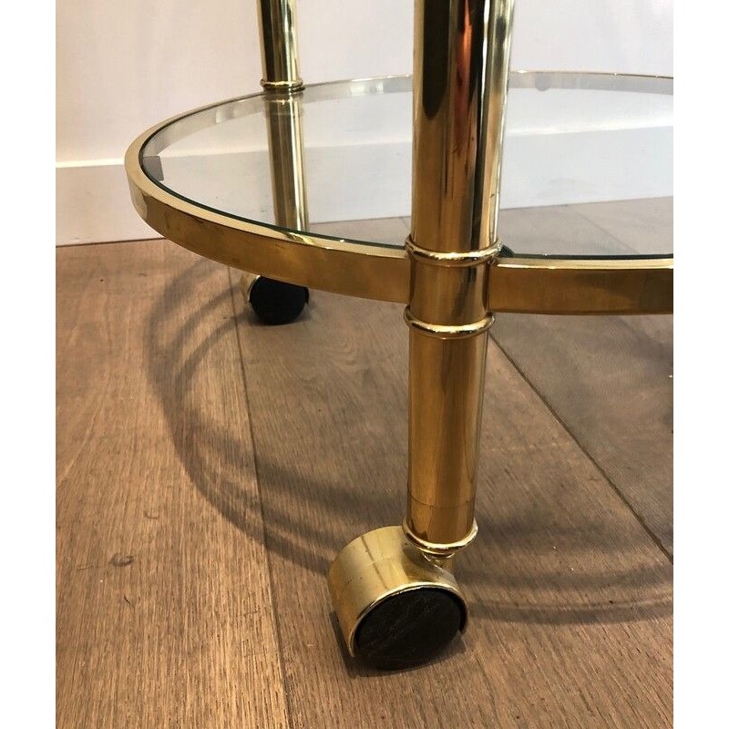 Round Brass Drinks Trolley, French, Circa 1970
