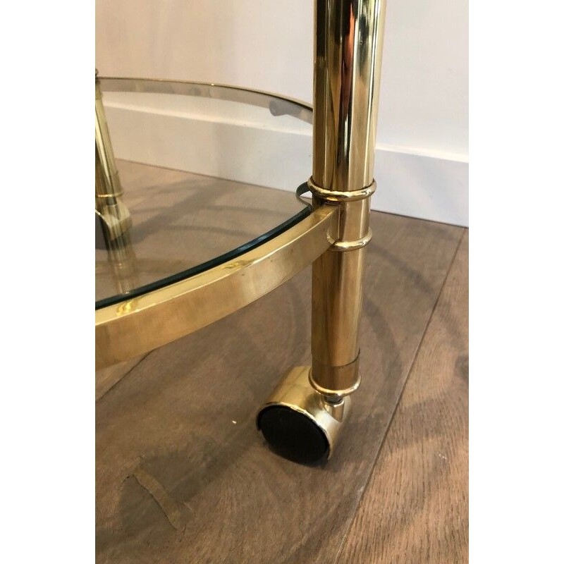 Round Brass Drinks Trolley, French, Circa 1970