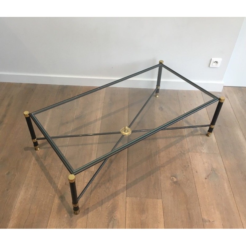 Gun Metal and Brass Coffee Table. Guy Lefevre for Maison Jansen