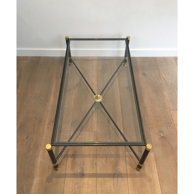 Gun Metal and Brass Coffee Table. Guy Lefevre for Maison Jansen