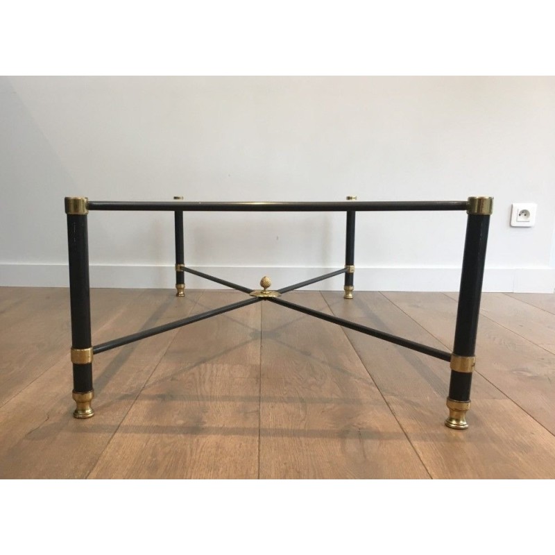 Table Basse à Patine Canon de Fusil et Laiton. Guy Lefèvre pour la Maison Jansen