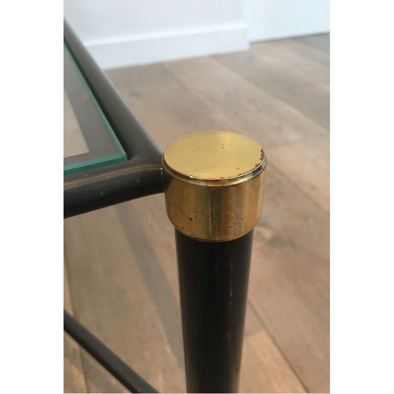 Table Basse à Patine Canon de Fusil et Laiton. Guy Lefèvre pour la Maison Jansen