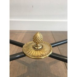 Table Basse à Patine Canon de Fusil et Laiton. Guy Lefèvre pour la Maison Jansen
