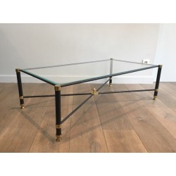 Table Basse à Patine Canon de Fusil et Laiton. Guy Lefèvre pour la Maison Jansen