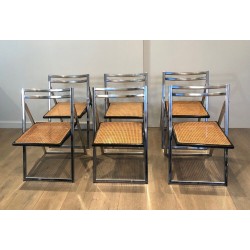 Suite de 6 Chaises Pliantes dans le Goût de Marcel Breuer