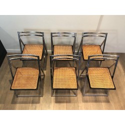 Suite de 6 Chaises Pliantes dans le Goût de Marcel Breuer