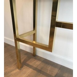 Brass Console with Black Marble Top, in the Style of Guy Lefèvre for Maison Jansen, French, Circa 1970