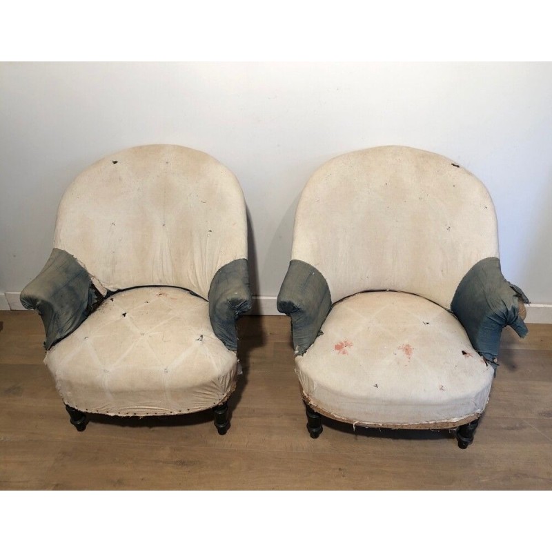 Paire de Fauteuils Napoléon III à Regarnir, Travail Français, Vers 1900