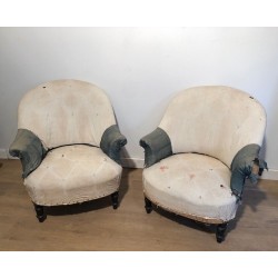 Paire de Fauteuils Napoléon III à Regarnir, Travail Français, Vers 1900