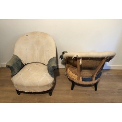 Paire de Fauteuils Napoléon III à Regarnir, Travail Français, Vers 1900
