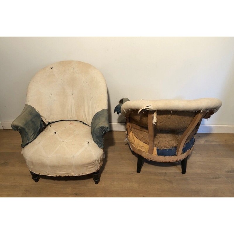 Paire de Fauteuils Napoléon III à Regarnir, Travail Français, Vers 1900