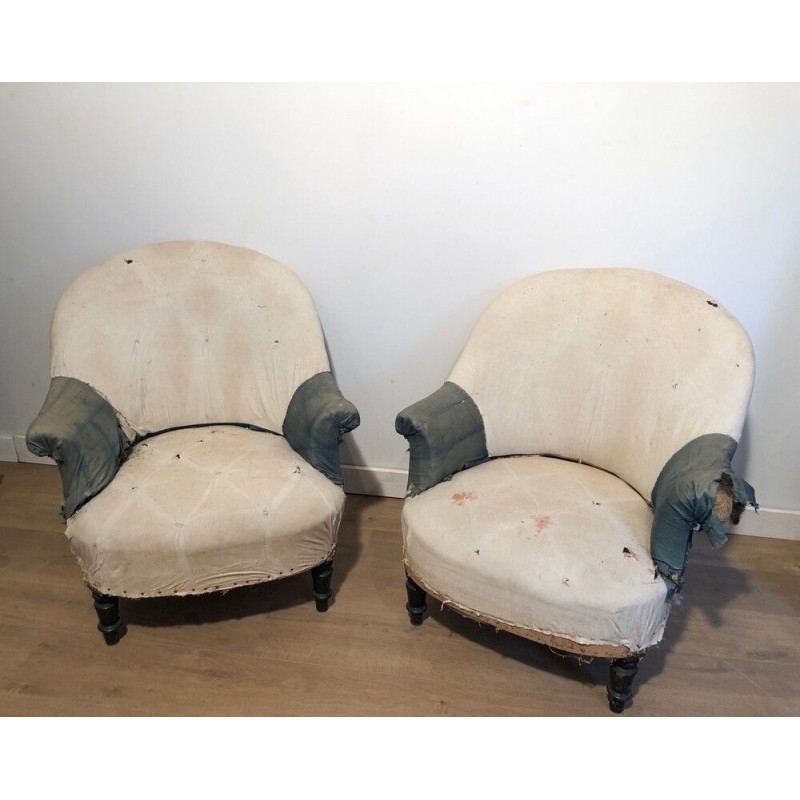 Pair of Napoleon III Armchairs, to be Reupholstered, French, Circa 1900