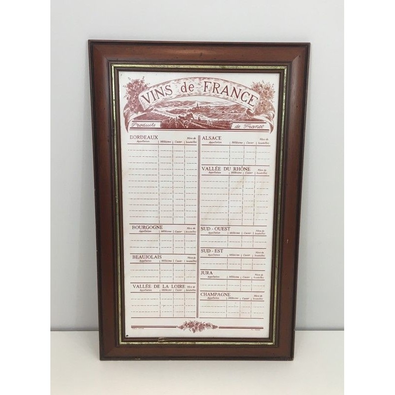Menu Décoratif Vins de France, Travail Français, Vers 1970