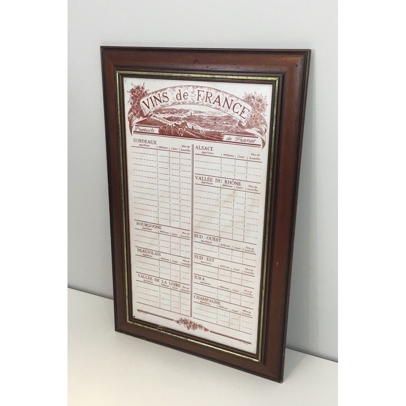 Decorative Wines of France Menu, French Work, Circa 1970