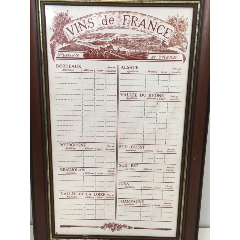 Decorative Wines of France Menu, French Work, Circa 1970