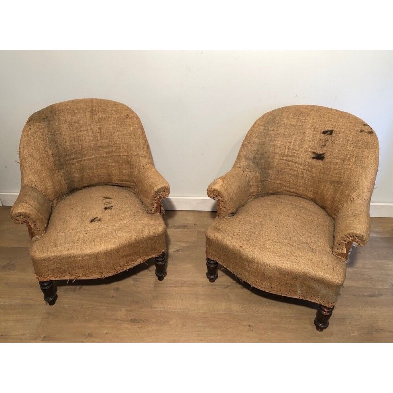 Pair of Napoleon III Armchairs to Reupholster, French Work, Circa 1880