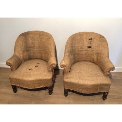 Pair of Napoleon III Armchairs to Reupholster, French Work, Circa 1880