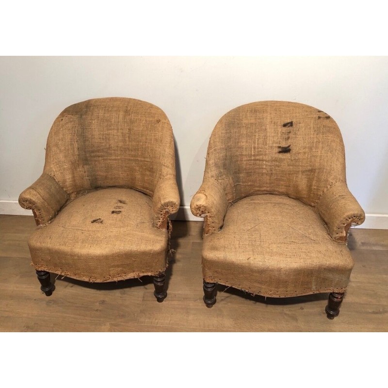 Pair of Napoleon III Armchairs to Reupholster, French Work, Circa 1880