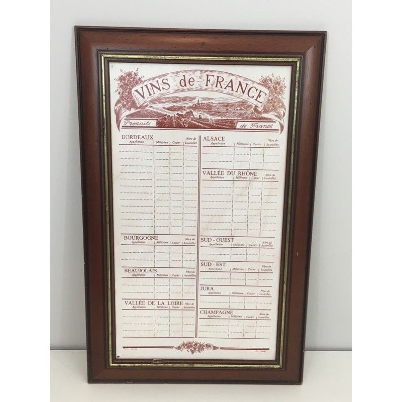 Menu Décoratif Vins de France, Travail Français, Vers 1970