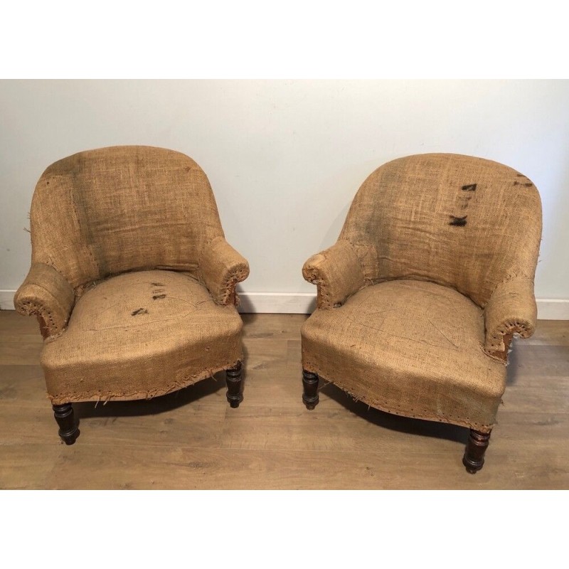 Paire de fauteuils Napoleon III à regarnir