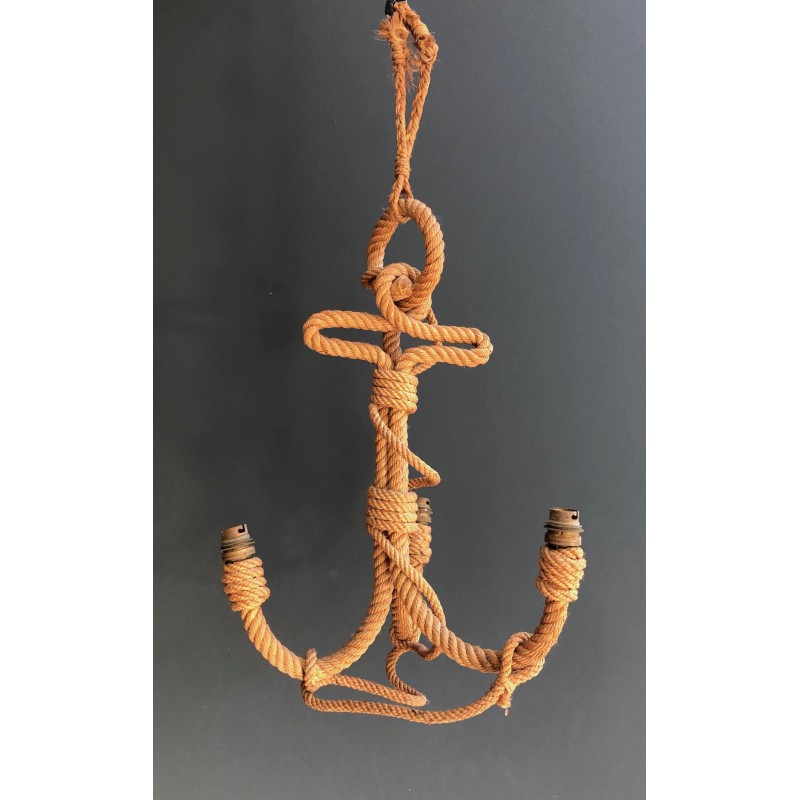 Anchor-Form Rope Chandelier by Adrien Audoux and Frida Minet, French Work, Circa 1950