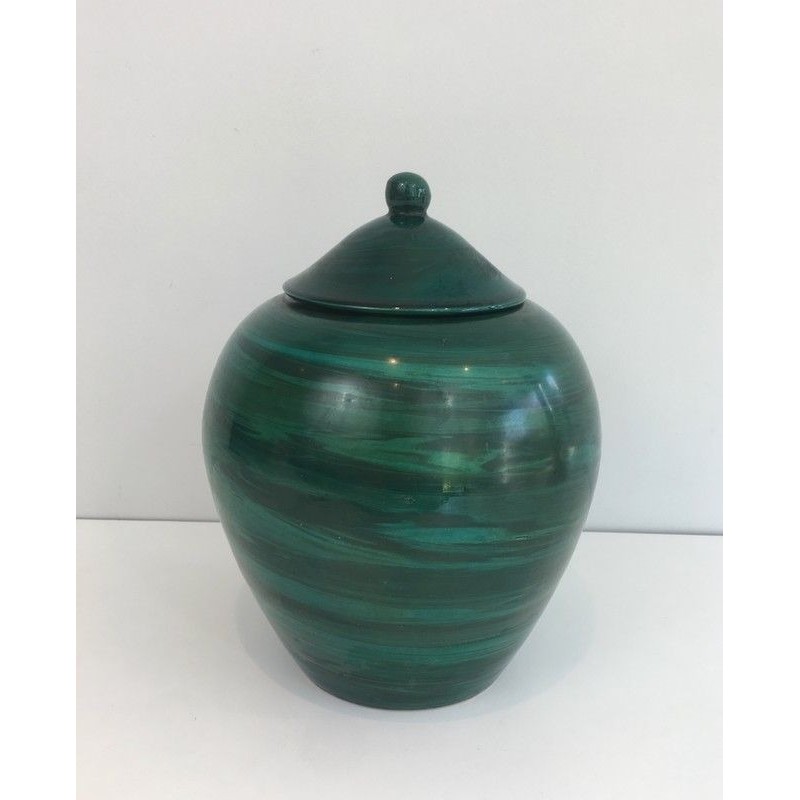 Decorative Covered Ceramic Pot, French Work, Circa 1950