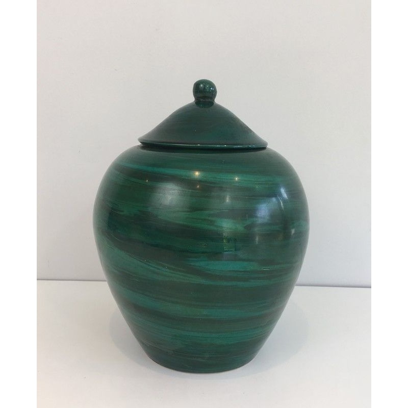 Decorative Covered Ceramic Pot, French Work, Circa 1950