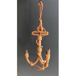 Lustre en Corde à Décor d'Ancre par Adrien Audoux et Frida Minet, Travail Français, Vers 1950