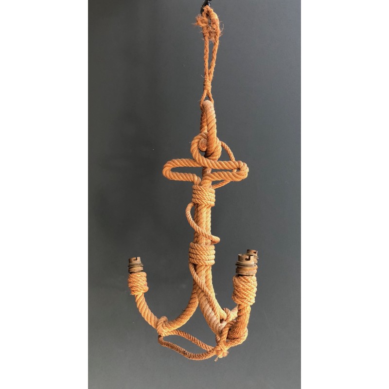 Anchor-Form Rope Chandelier by Adrien Audoux and Frida Minet, French Work, Circa 1950