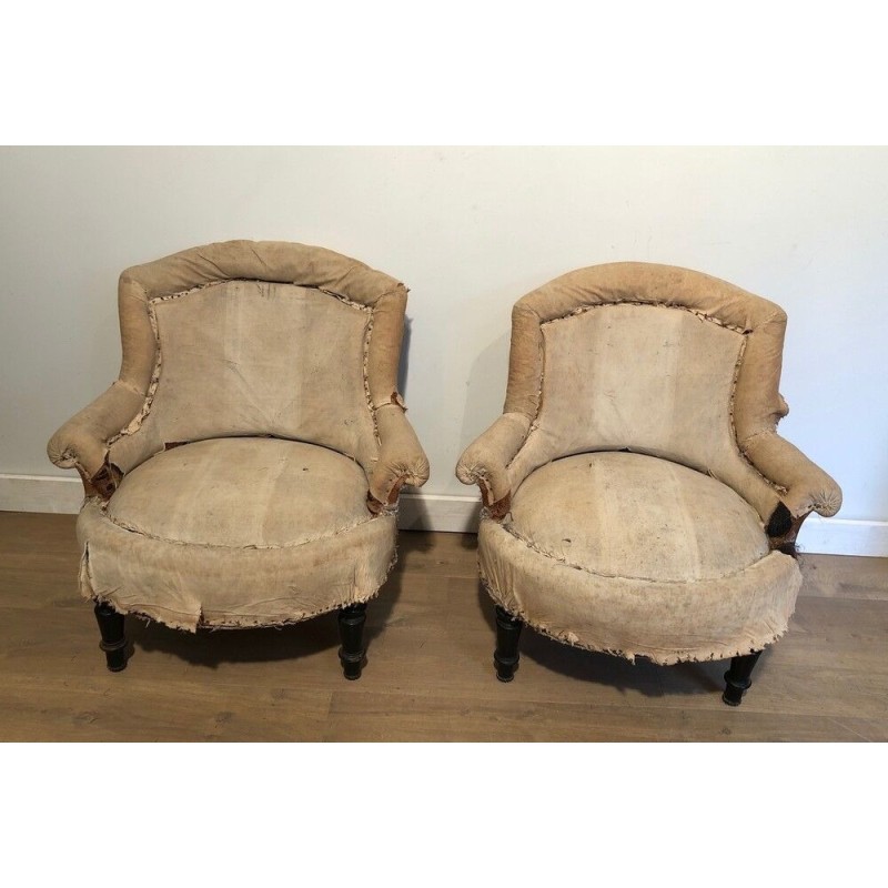 Pair of Napoleon III Armchairs to Reupholster, French Work, Circa 1900