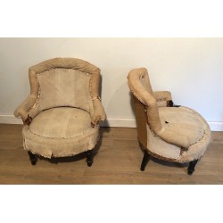 Paire de fauteuils Napoleon III à regarnir 