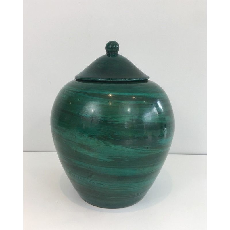 Decorative Covered Ceramic Pot, French Work, Circa 1950