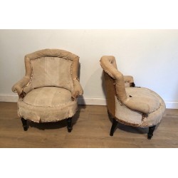 Pair of Napoleon III Armchairs to Reupholster, French Work, Circa 1900