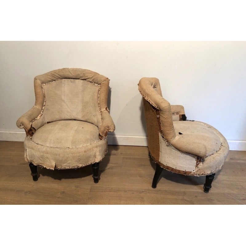 Pair of Napoleon III Armchairs to Reupholster, French Work, Circa 1900