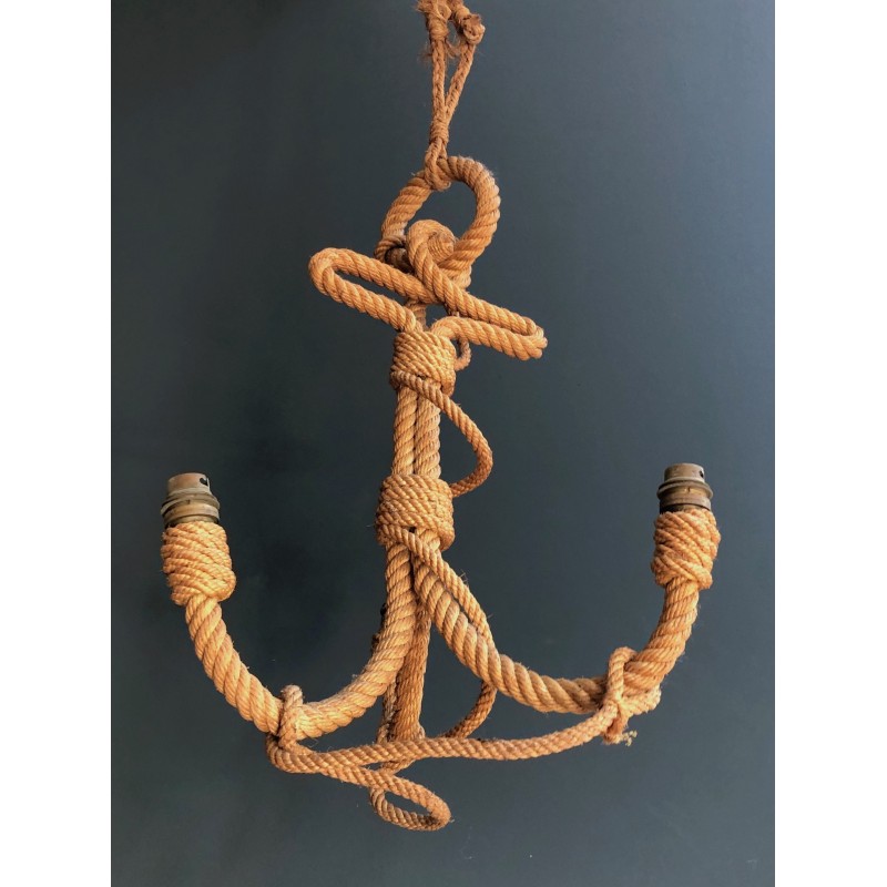 Anchor-Form Rope Chandelier by Adrien Audoux and Frida Minet, French Work, Circa 1950